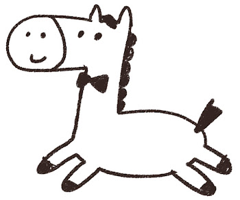 馬のイラスト「可愛くジャンプ」 線画