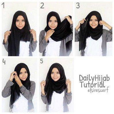 Kumpulan Gambar Tutorial Hijab Modern Simple Mudah Terbaru Contoh Memakai