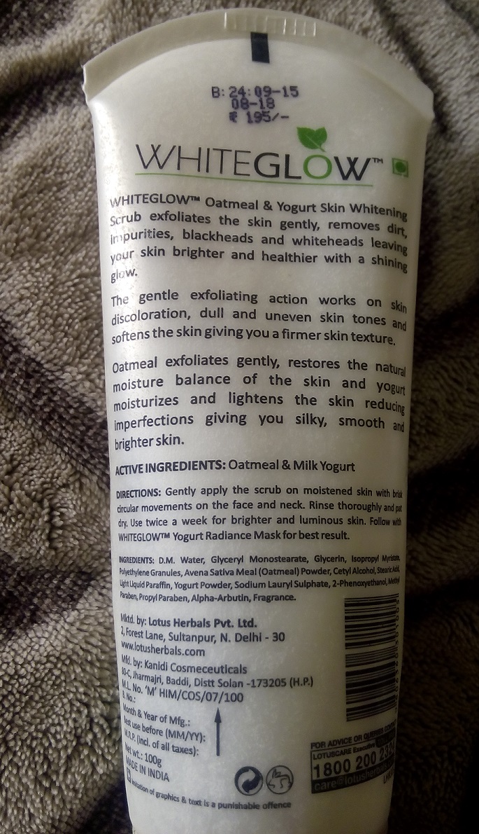 BeautyFitnessFunda Lotus Herbals WHITEGLOW Oatmeal & Yogurt Skin