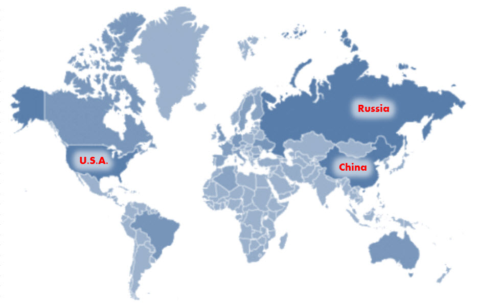 Triad of US, Russia and China Nuclear Superpowers pinioning the world