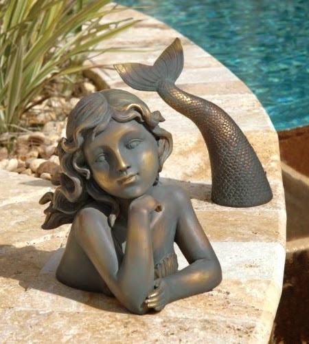 Mermaid Garden Statue Outdoor Decoration Nautical Ocean Decor Patio Yard Lawn Statue for Home Office Decoration Gift,A 