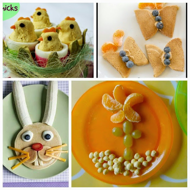 Healthy kids snacks for spring or Easter.  Lots of fun food ideas including flowers, butterflies, bunnies, bees and more!