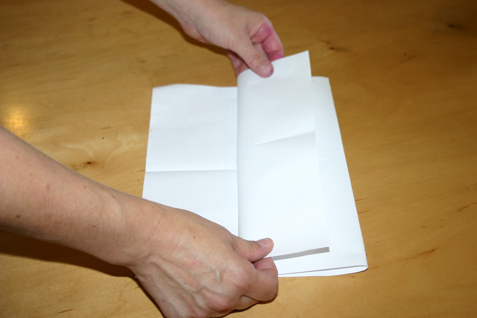 Turn the paperover and do the same thing again, folding the other side ...