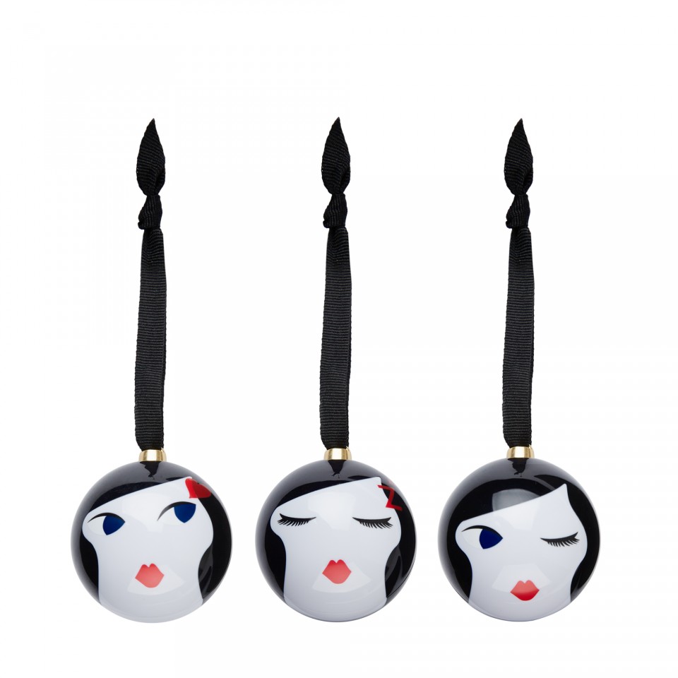 Satchel Lulu Guinness Lulu Face Christmas Tree Baubles Trio