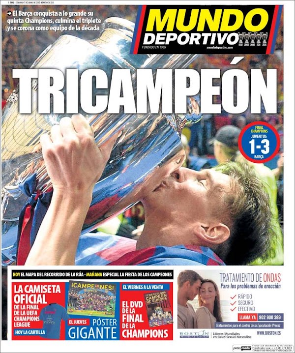FC Barcelona, Mundo Deportivo: "Tricampeón"