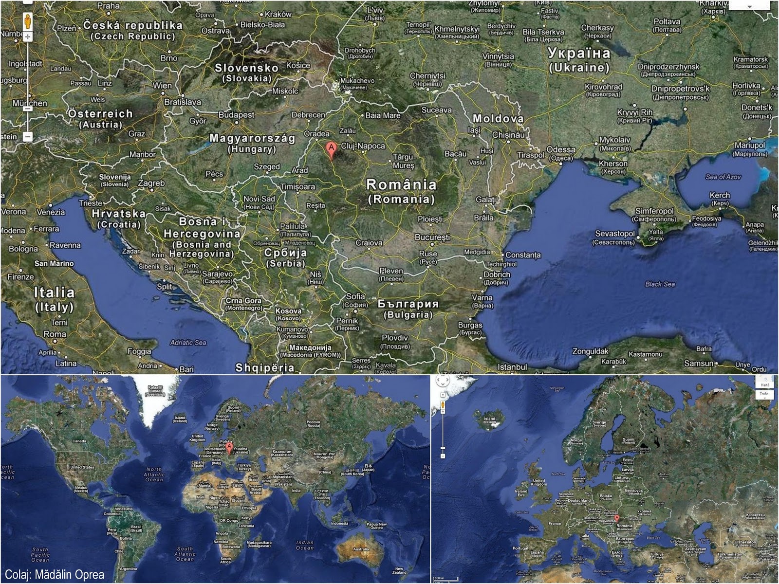 Hotarel, Bihor, Romania imagini din satelit via Google Maps ; satul Hotarel comuna Lunca judetul Bihor Romania