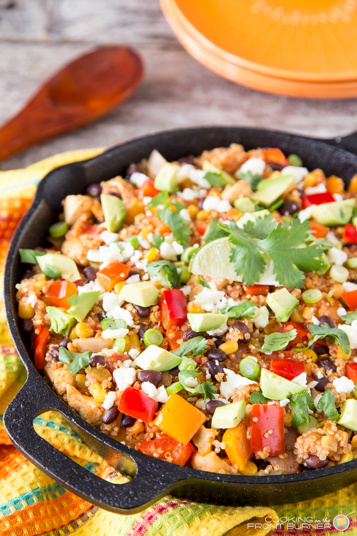 Mexican Quinoa Skillet Dinner Cooking On The Front Burner mexican-quinoa-skillet-dinner-cooking-on-the-front-burner