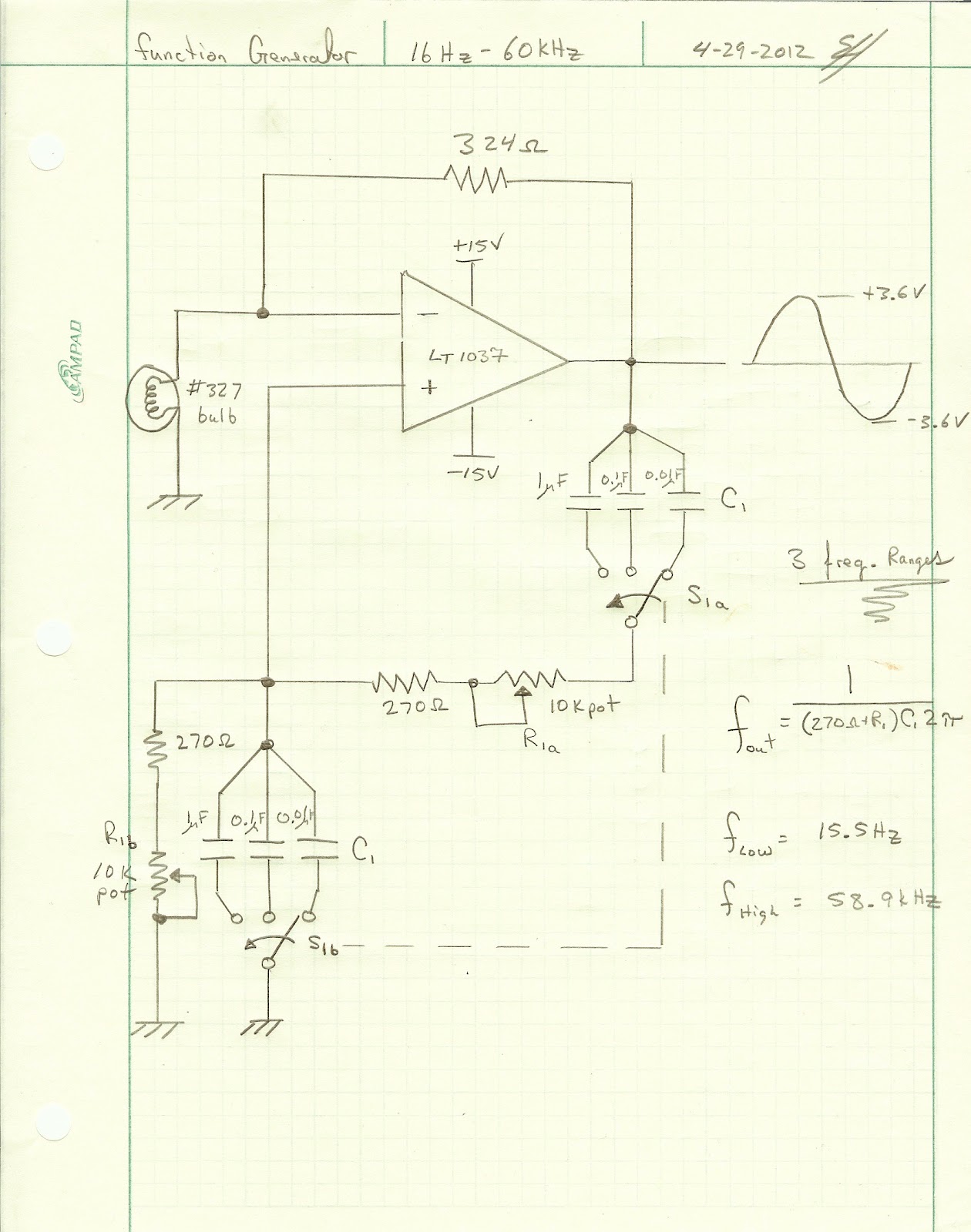 Rants from the Embedded Hardware Guy DIY Audio Function Generator Part 1 Circuit Diagram