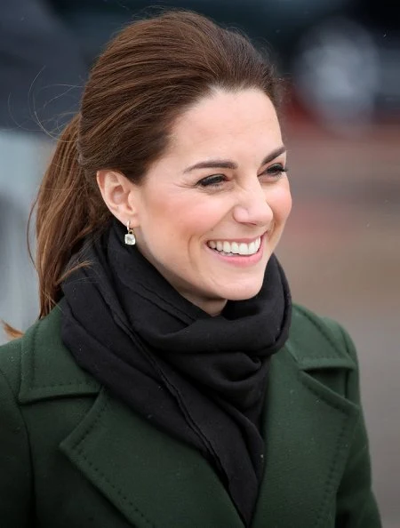 Kate Middleton wore Michael Kors dress, Sportsmax coat, Kiki McDonough earrings