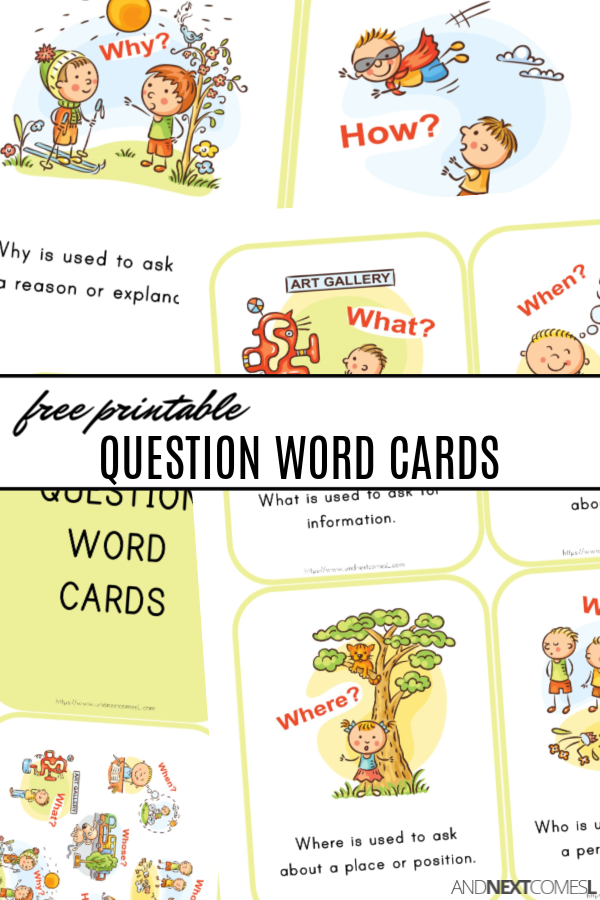 Free printable WH question word cards
