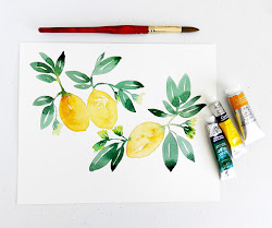 watercolor painting paint lemons paintings lemon elise engh skill studios easy levels fun fruit blossoms leaves diy sign watercolors projects