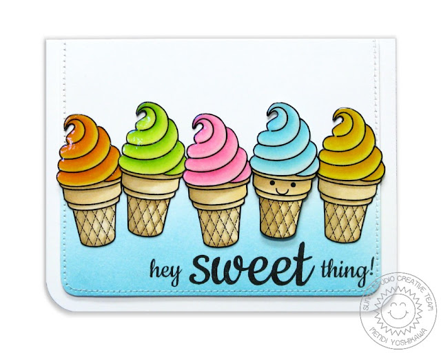 Sunny Studio Stamps: Sweet Shoppe Ice Cream Cone Card by Mendi Yoshikawa