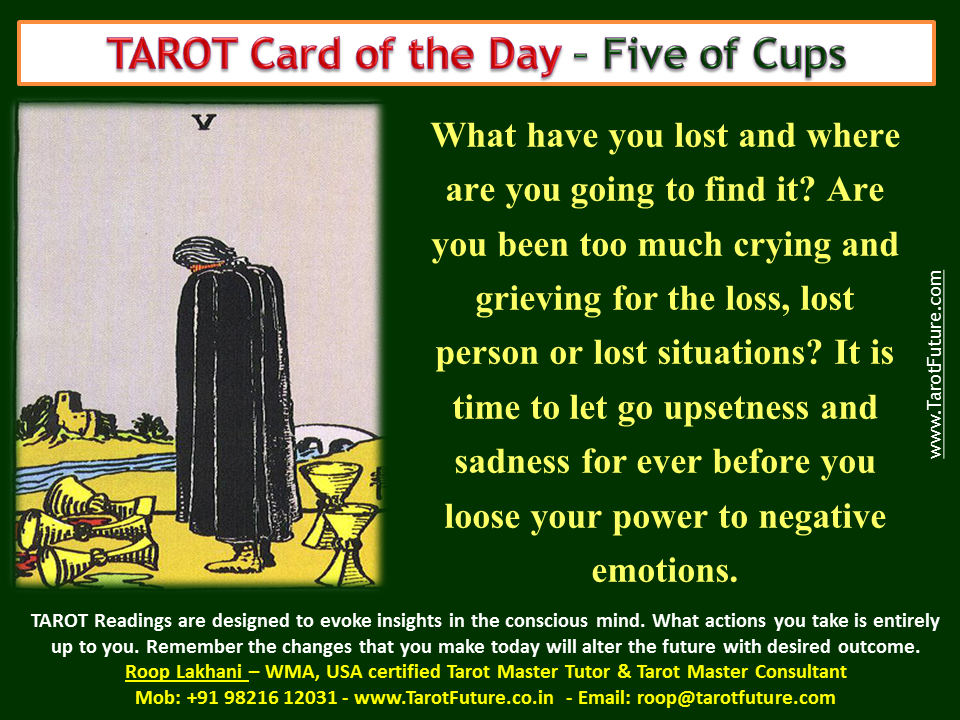 Tarot Card of the DAY Five of Cups Roop Lakhani