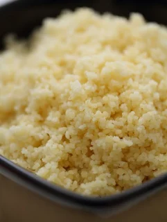 Traditional couscous requires considerable preparation time and is usually steamed and fluffed to separate the couscous granules.