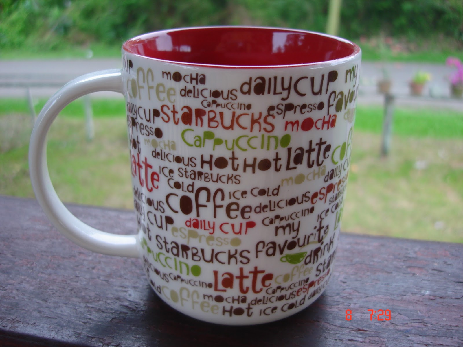 A Cup A Day 2009 Starbucks Letter Encryption Red Inner Mug