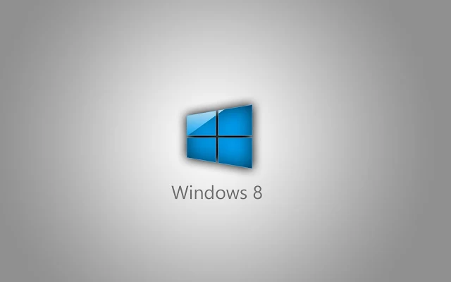 Grijze Windows 8 achtergrond met blauw raam in 3D