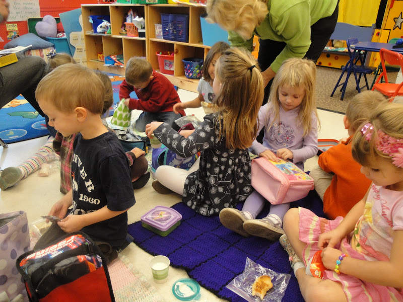 Playing in Preschool Friday Indoor Picnic