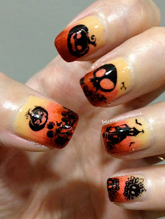 Gradient Halloween nails stamping bundle monster