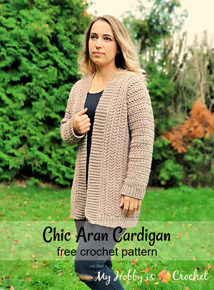 My Hobby Is Crochet: Chic Aran Cardigan - Free Crochet Pattern with ...
