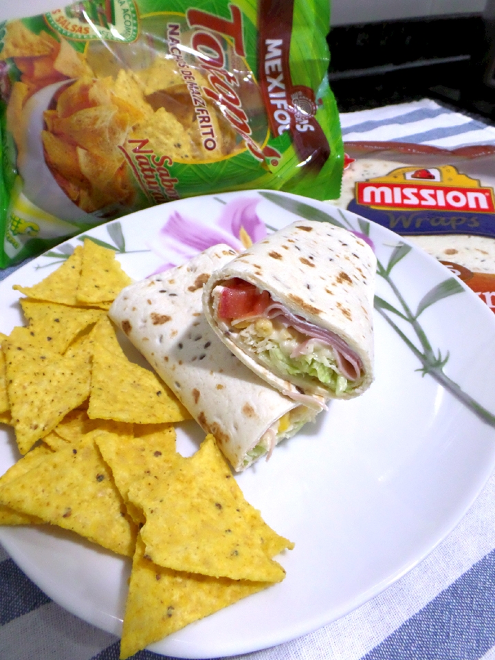 Wraps de jamón, queso y ensalada. Recetas de anansies