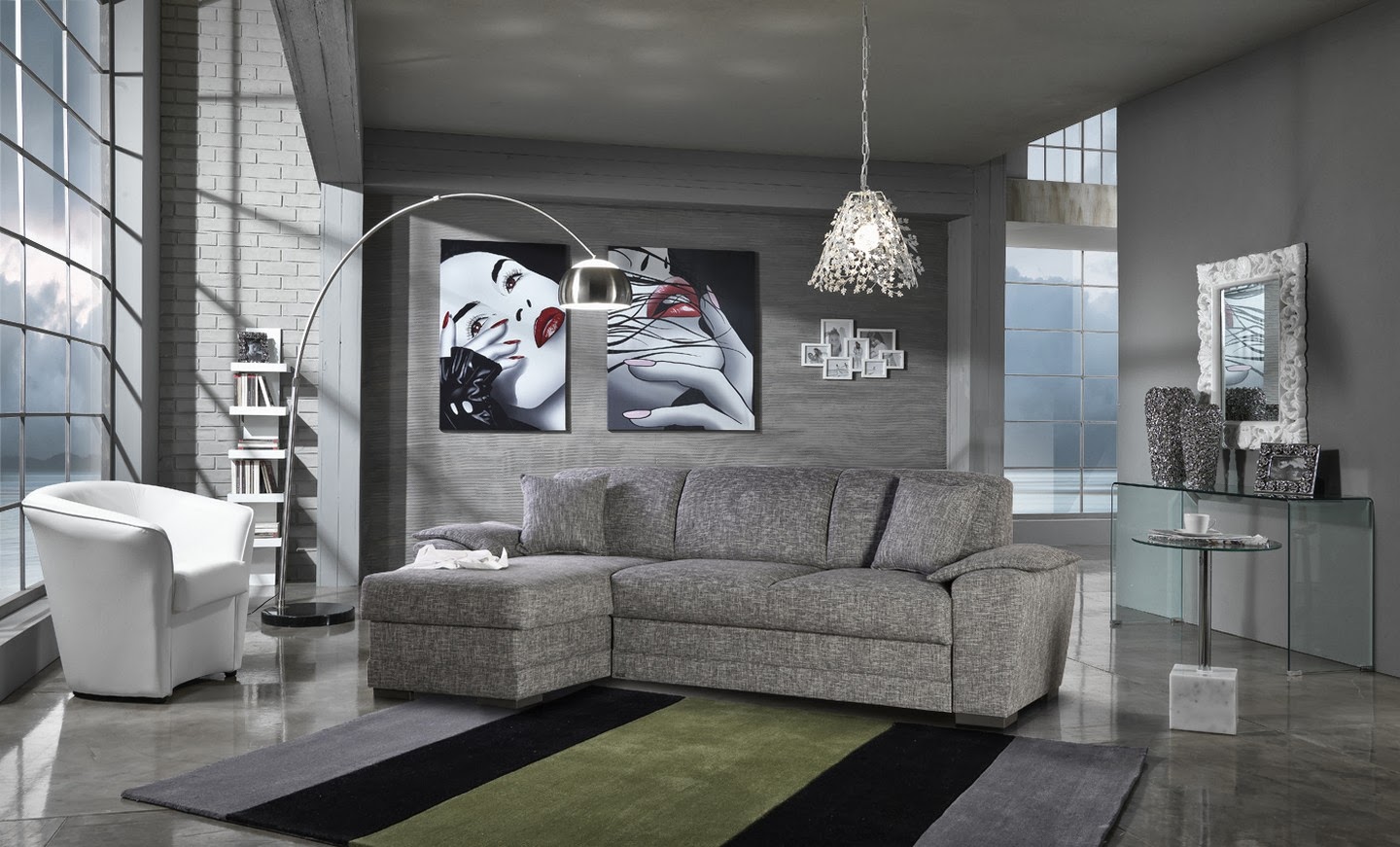 Imagen de una sala decorada a tonos grises