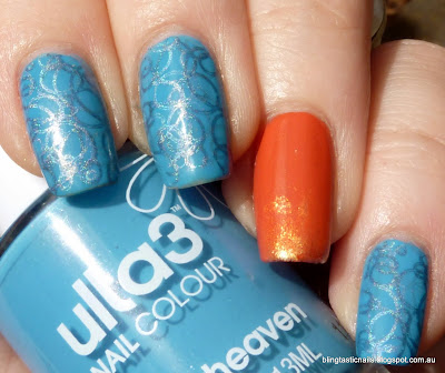 Ulta3 Blue Heaven with OPI Call me Gwen-Ever and stamping