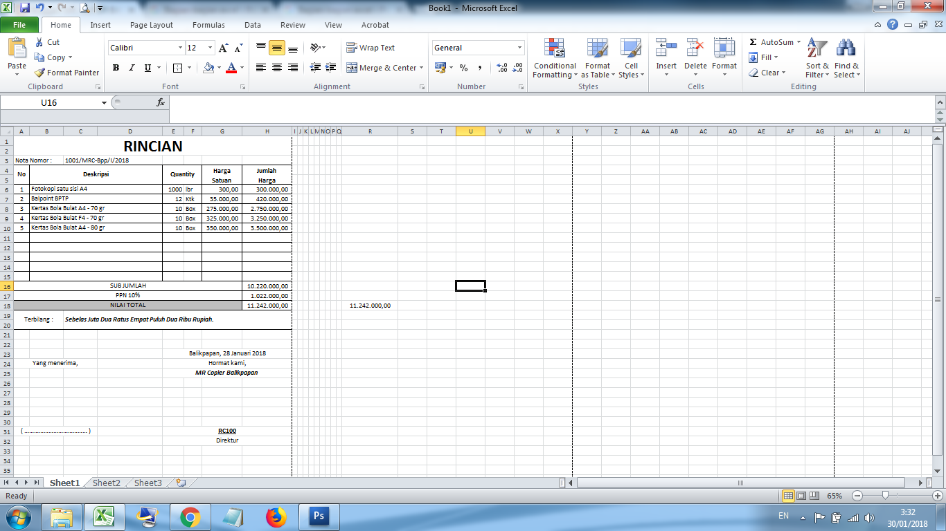 Contoh Surat Penawaran Harga Excel