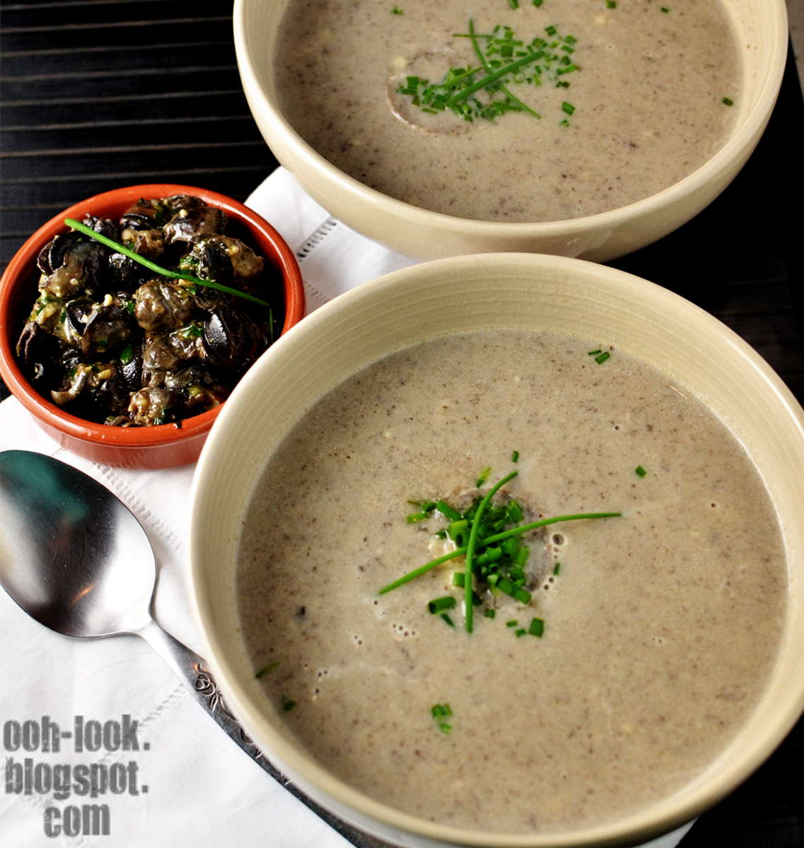 Ooh, Look... Mushroom soup with a side of snails