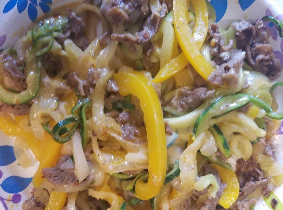 Blessed is My Nest Philly Cheesesteak Zucchini Noodles