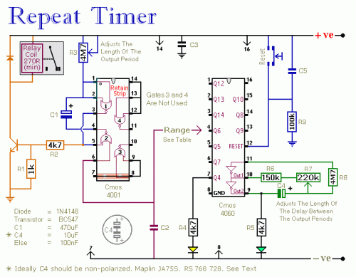 Repeating Interval Timer Circuit - E Circuits Today triple electric switch wiring diagram 