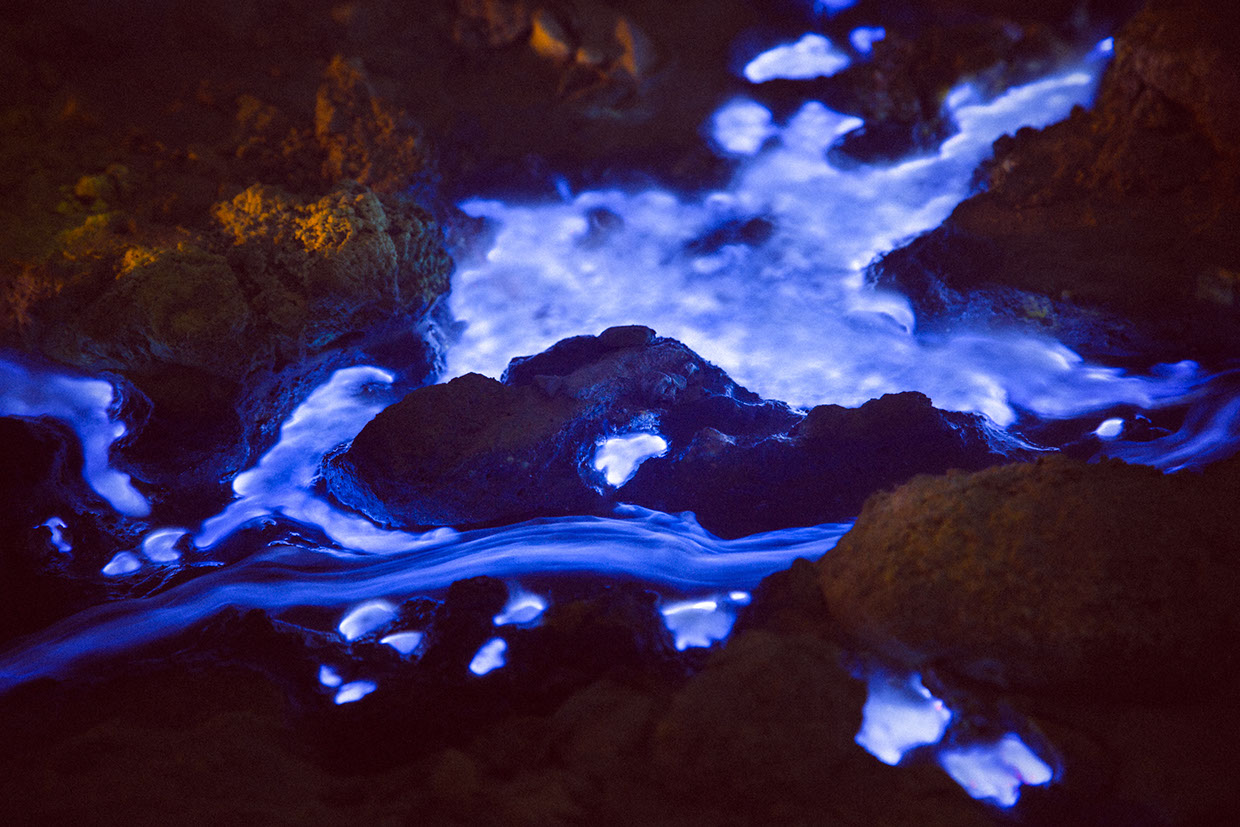 Blue Fire Crater Indonesian Volcano Very Beautiful