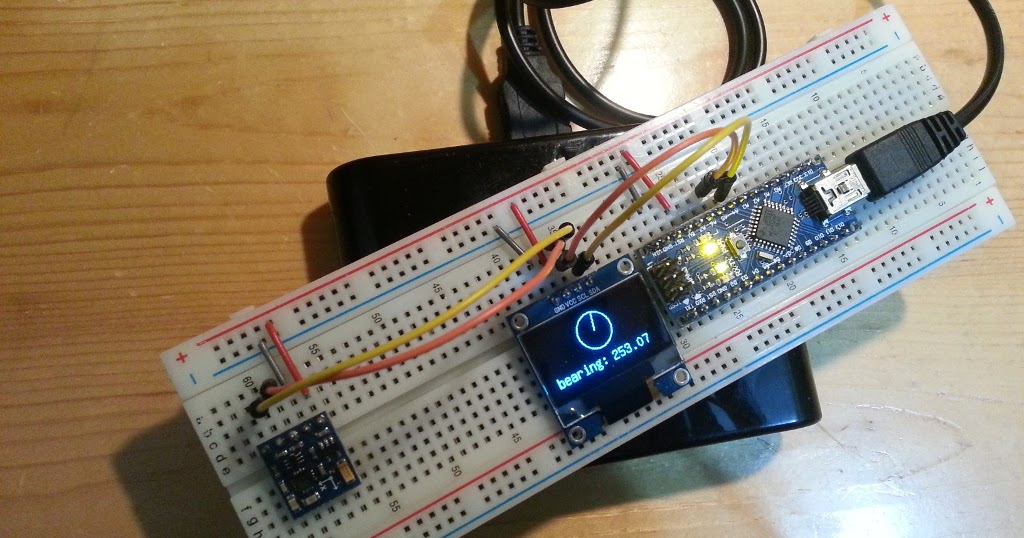 Arduino-er: Simple Compass - Arduino Nano + GY-271(HMC5883L) + mini-OLED