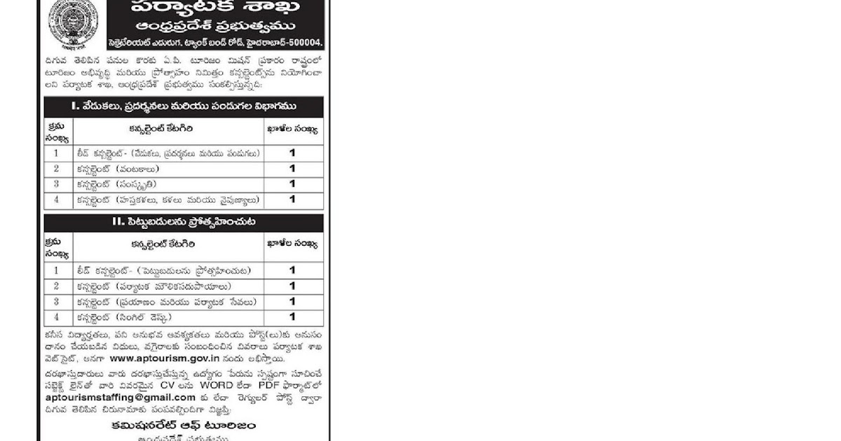 AP Tourisam Notification Lead Constable JOB Notifications from RRB