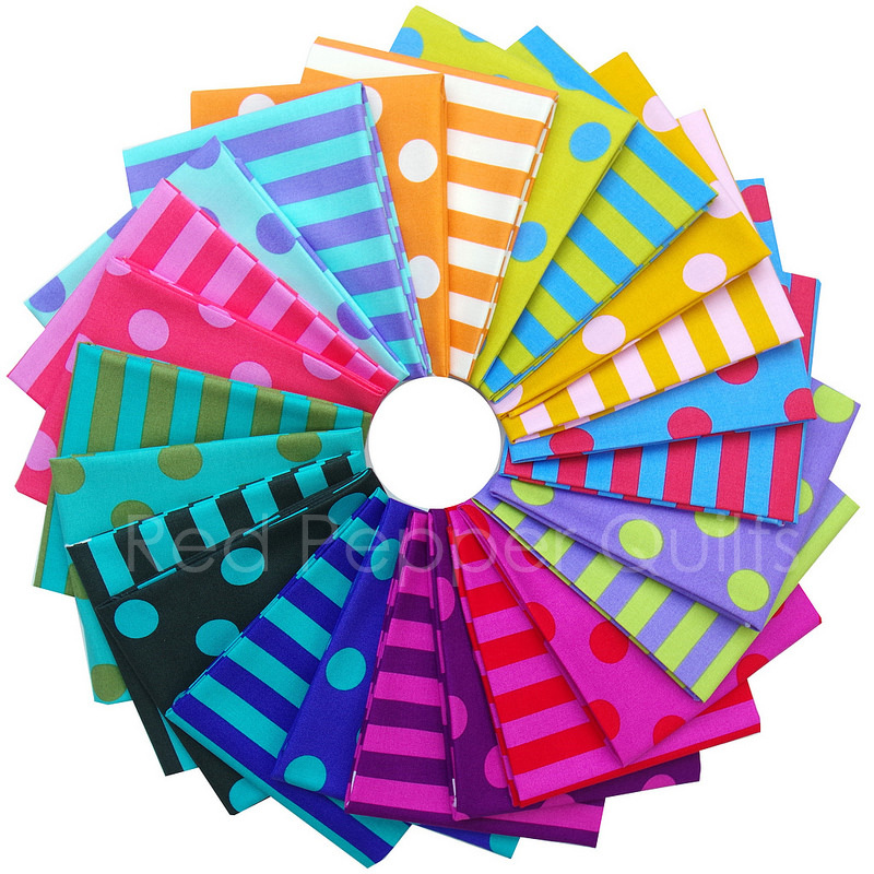 Red Pepper Quilts Sunday Stash 429 Pom Poms and Stripes by Tula Pink