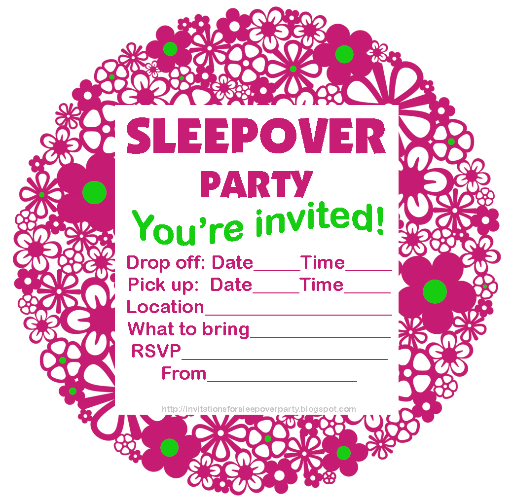 Sleepover Party Invitations Printable Free