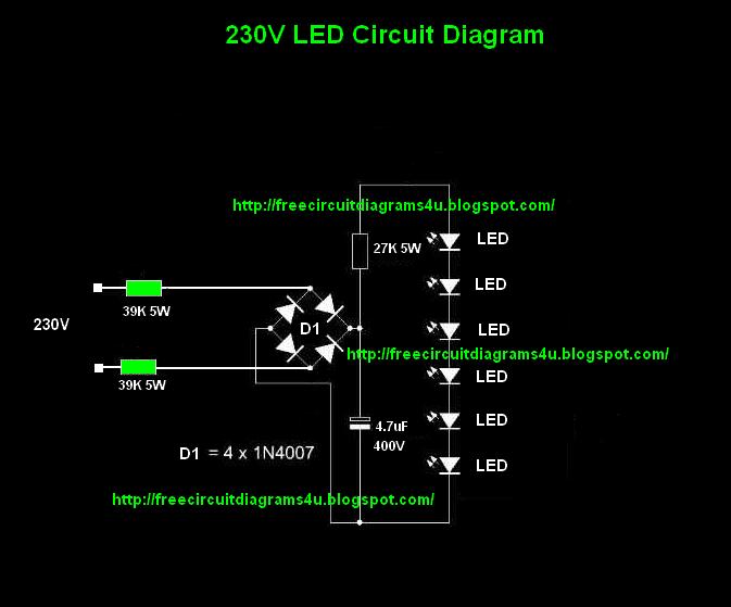 FREE CIRCUIT DIAGRAMS 4U: 230V LED Bulb Circuit