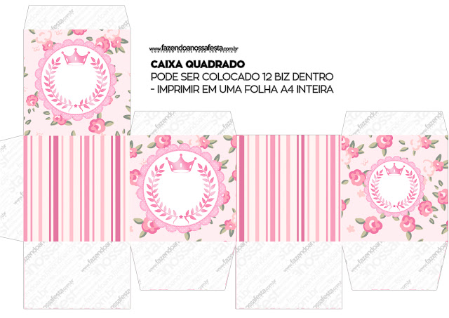 Corona Rosada en Shabby Chic: Cajas para Imprimir Gratis.