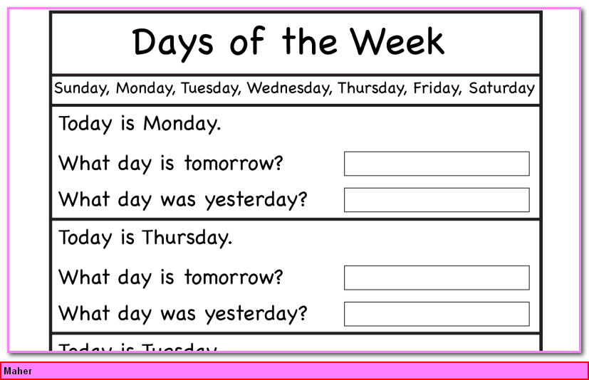 What day is yesterday. Days of the week Worksheet. Распечатка Wednesday.
