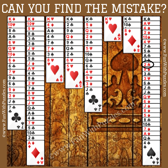 Answer of Tough Brain Puzzle: Spot the Mistake in Kings Solitaire