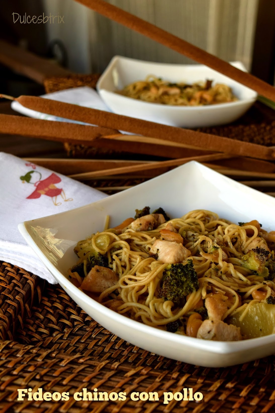 Fideos chinos con pollo-Dulcesbtrix