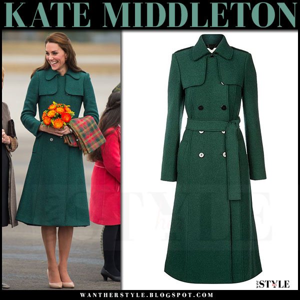 Kate Middleton in green belted coat in Yukon on September 27 I want