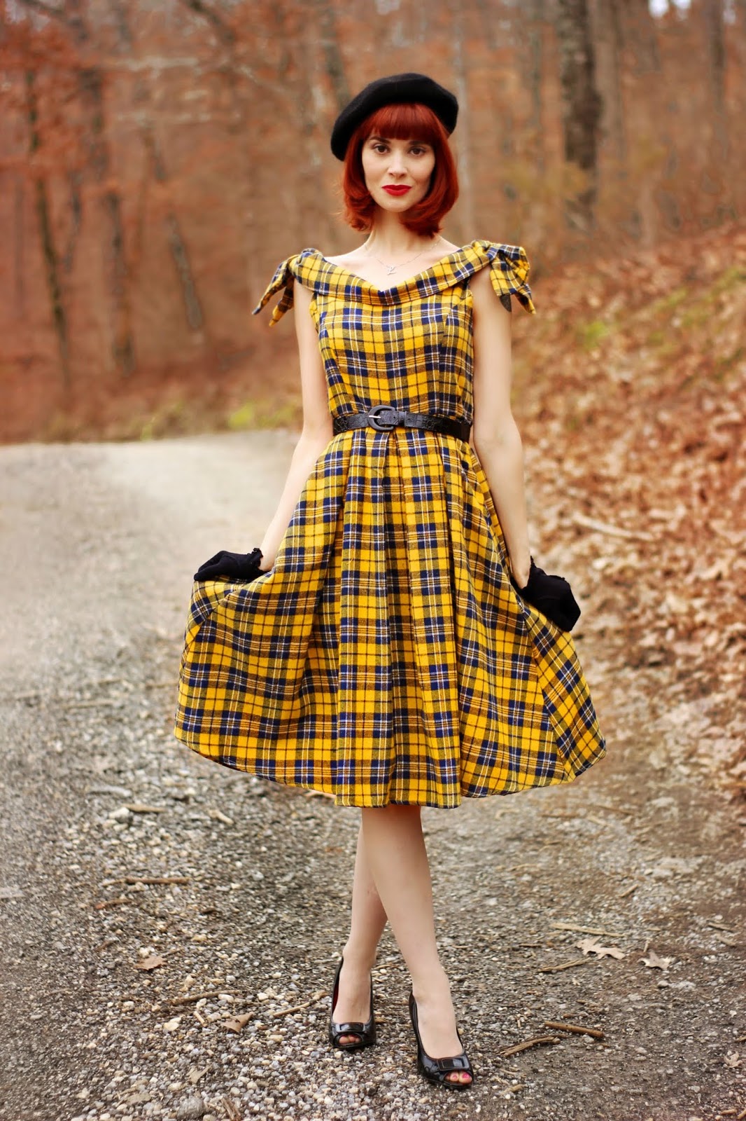 tartan bardot dress