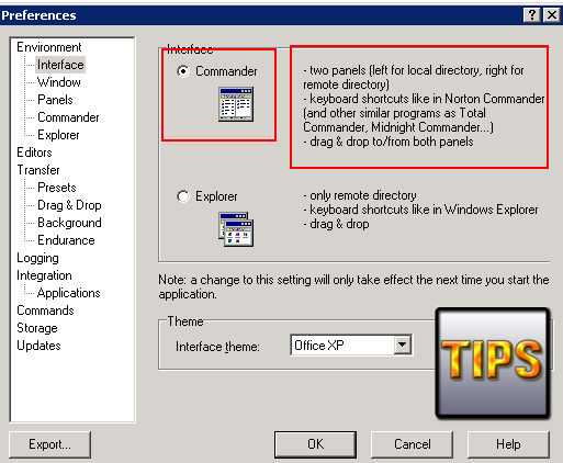How to config two panel with Winscp