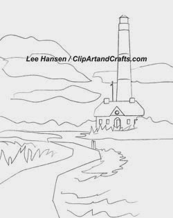 Lighthouse sketch drawing for art classes or adult coloring