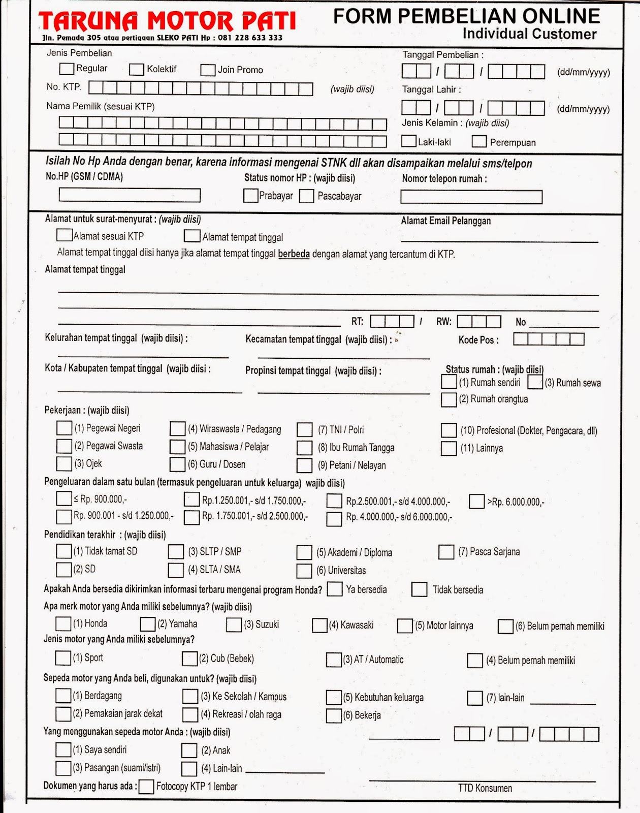 Dealer Honda Taruna Motor Pati