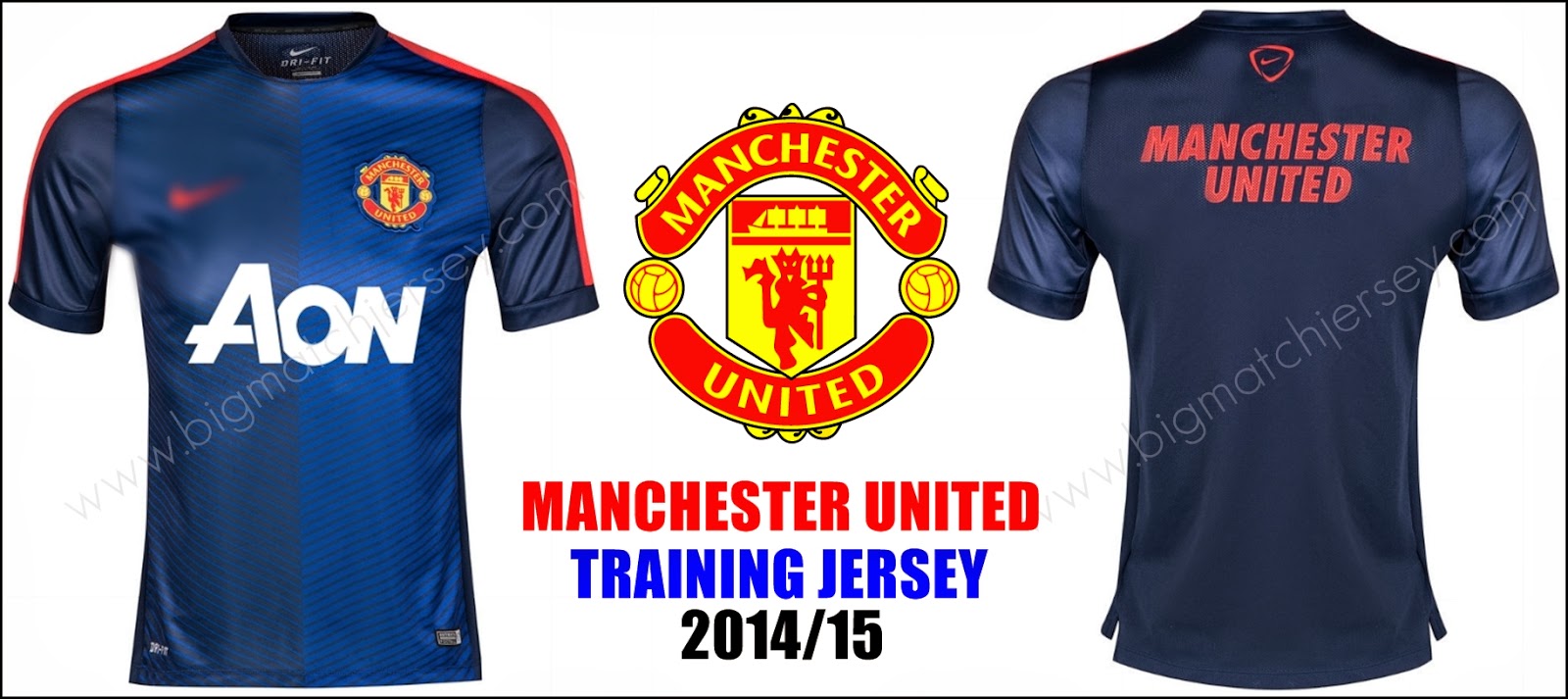 Jersey Manchester United PreMatch Blue 2014 2015 Big Match Jersey