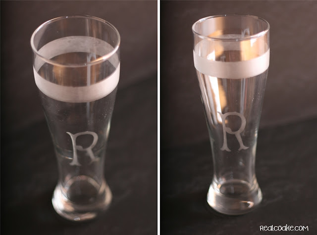 #HomemadeGifts~ make personalized beer glasses at a fraction of the cost of buying them. Perfect for your favorite beer lover. #Crafts #realcoake