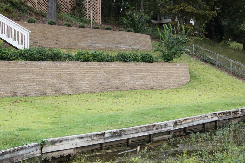 Landscaping Birmingham Al Landscaping, Retaining Walls, Paver Driveway around lake house