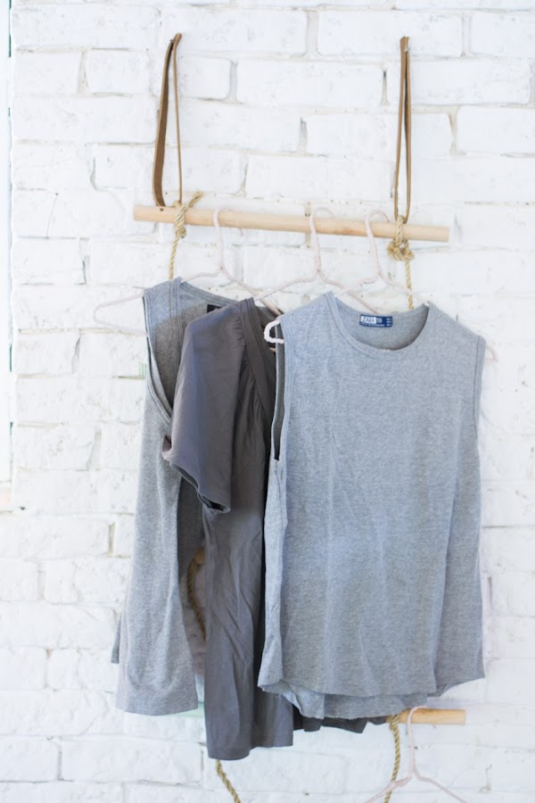 Perchero con cuerda y listones madera diy