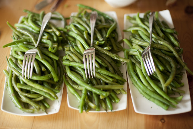 Green beans were one of the side dishes served